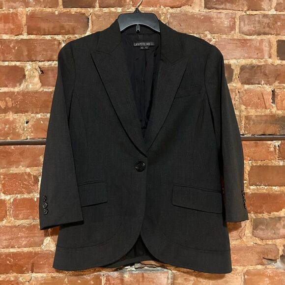 Lafayette 148 Wool dark grey single button blazer - Size 6 - Picture 1 of 4